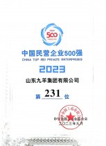 中國民營企業(yè)500強(qiáng)第231位 23年度